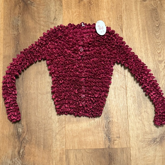 Red Ruffled Cardigan - Picture 2 of 3